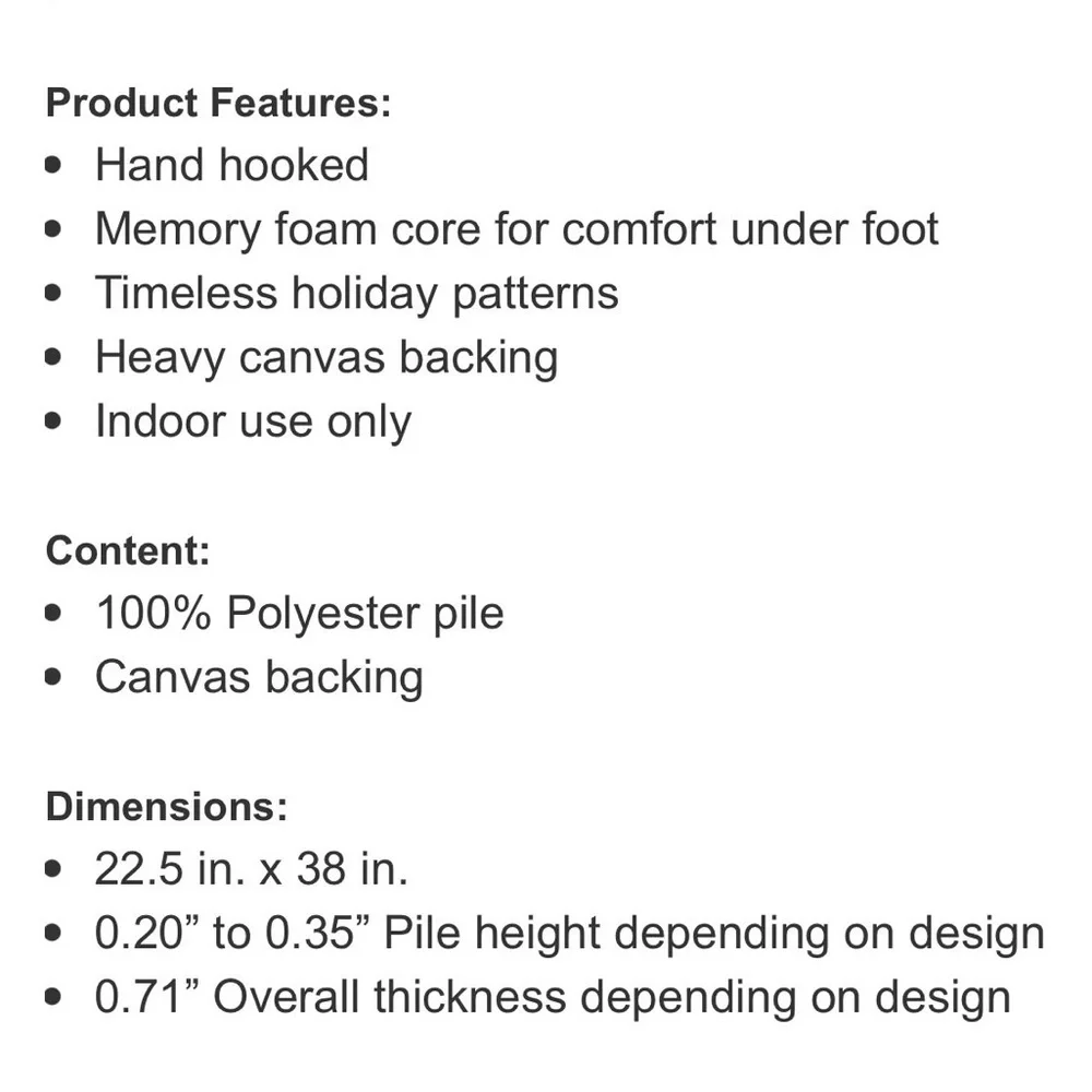 Holiday accent memory foam ru g NIB